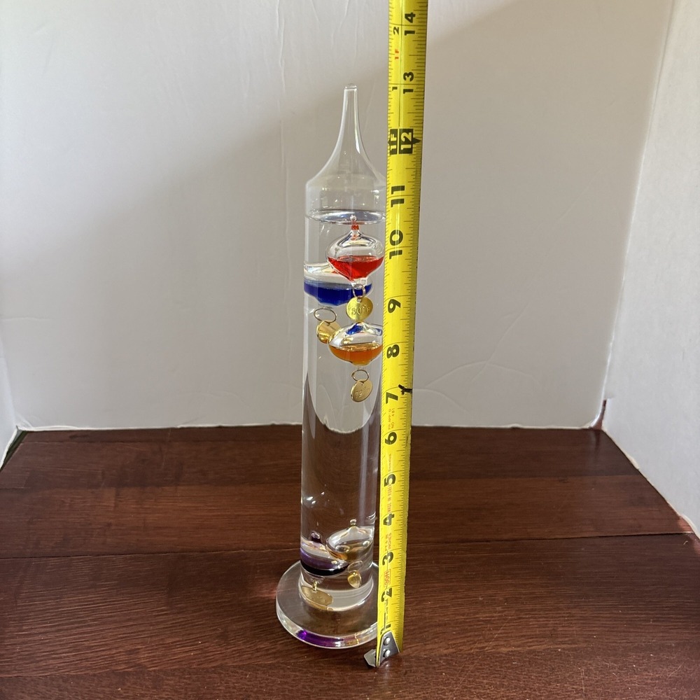 Galileo Thermometer Sink Glass Orb Floating Glass Bubbles 13" Tall Free Standing - Picture 5 of 7